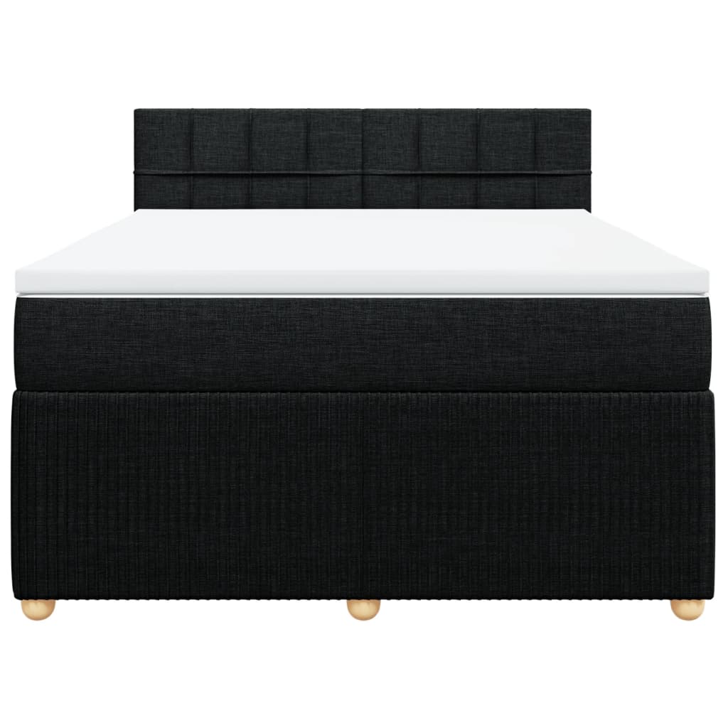 Boxspring met matras stof zwart 140x190 cm Bedden & bedframes | Creëer jouw Trendy Thuis | Gratis bezorgd & Retour | Trendy.nl