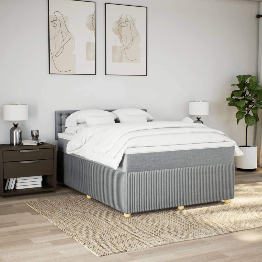 Boxspring met matras stof lichtgrijs 140x190 cm Bedden & bedframes | Creëer jouw Trendy Thuis | Gratis bezorgd & Retour | Trendy.nl