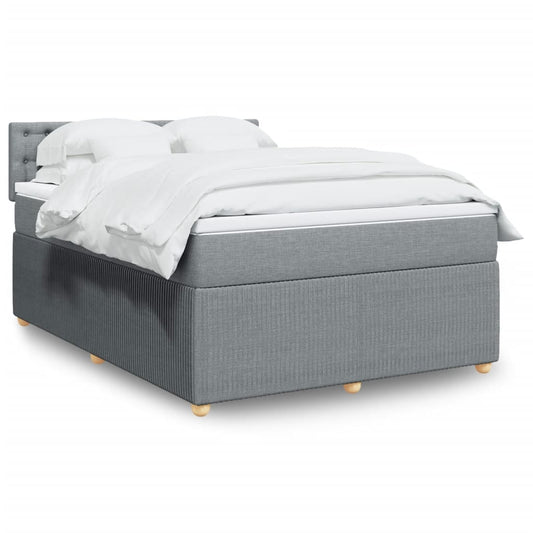 Boxspring met matras stof lichtgrijs 140x190 cm Bedden & bedframes | Creëer jouw Trendy Thuis | Gratis bezorgd & Retour | Trendy.nl