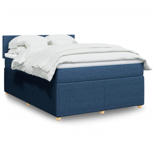 Boxspring met matras stof blauw 140x200 cm