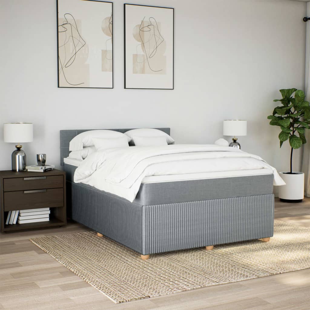 Boxspring met matras stof lichtgrijs 140x200 cm Bedden & bedframes | Creëer jouw Trendy Thuis | Gratis bezorgd & Retour | Trendy.nl