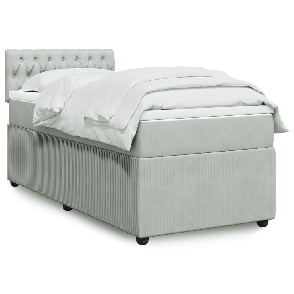 Boxspring met matras fluweel lichtgrijs 80x200 cm Bedden & bedframes | Creëer jouw Trendy Thuis | Gratis bezorgd & Retour | Trendy.nl