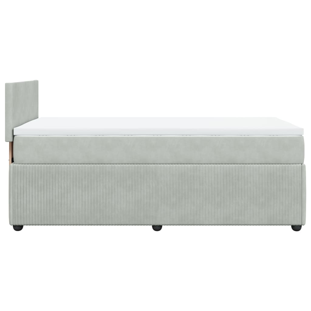 Boxspring met matras fluweel lichtgrijs 90x190 cm Bedden & bedframes | Creëer jouw Trendy Thuis | Gratis bezorgd & Retour | Trendy.nl