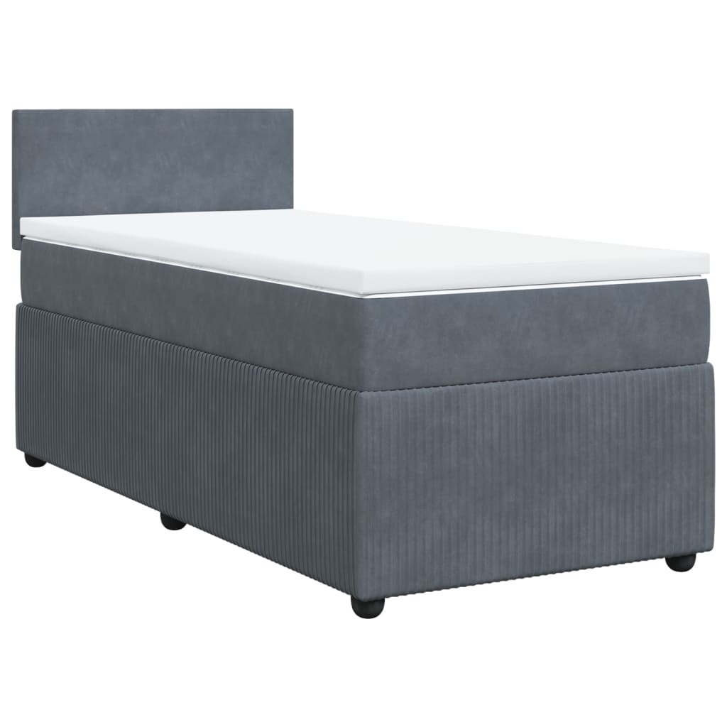 Boxspring met matras fluweel donkergrijs 90x190 cm Bedden & bedframes | Creëer jouw Trendy Thuis | Gratis bezorgd & Retour | Trendy.nl