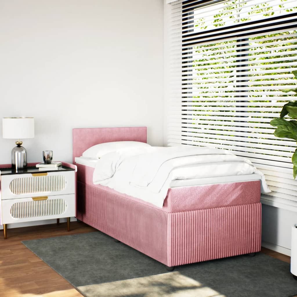 Boxspring met matras fluweel roze 90x190 cm Bedden & bedframes | Creëer jouw Trendy Thuis | Gratis bezorgd & Retour | Trendy.nl