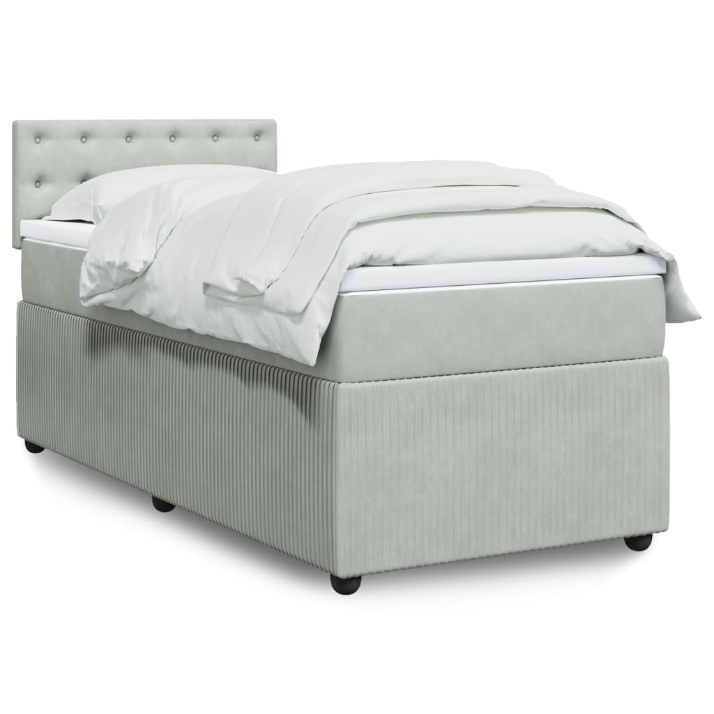 Boxspring met matras fluweel lichtgrijs 90x190 cm Bedden & bedframes | Creëer jouw Trendy Thuis | Gratis bezorgd & Retour | Trendy.nl