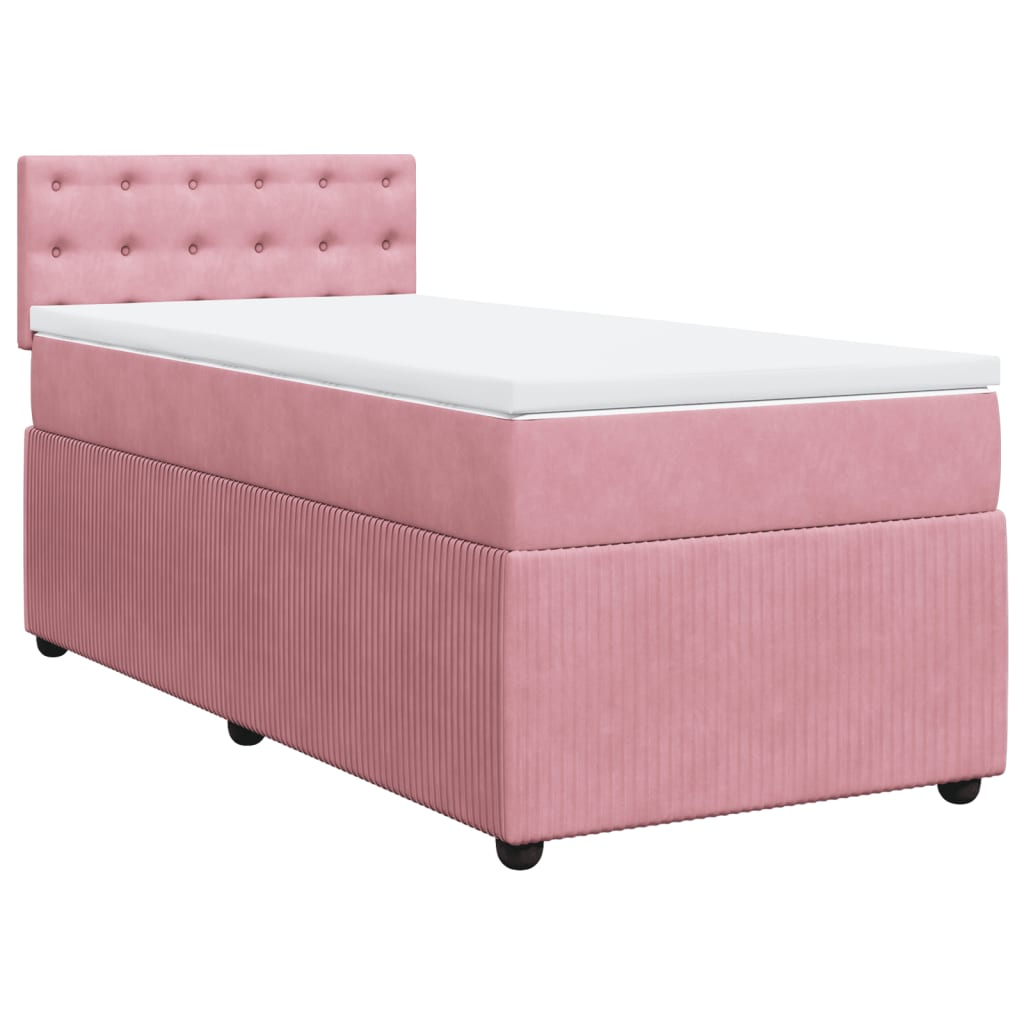 Boxspring met matras fluweel roze 90x190 cm