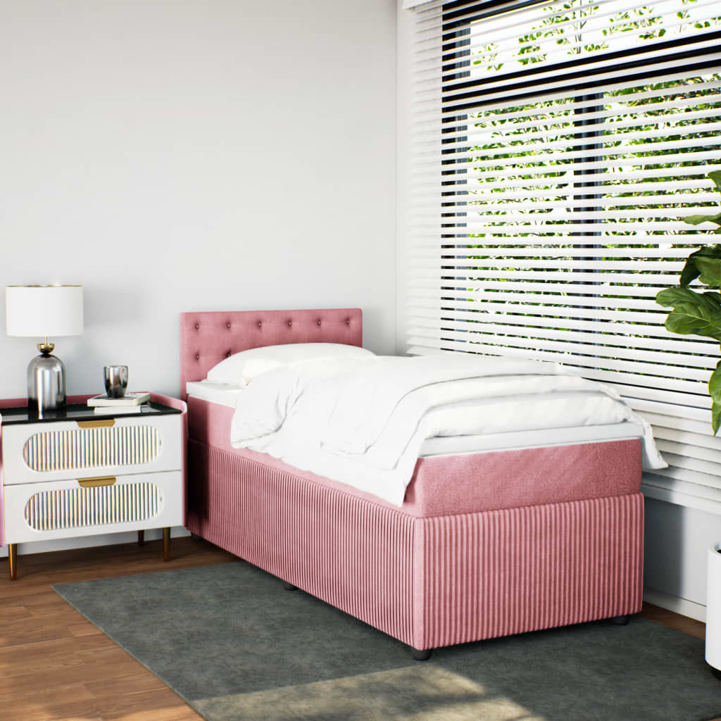 Boxspring met matras fluweel roze 90x190 cm