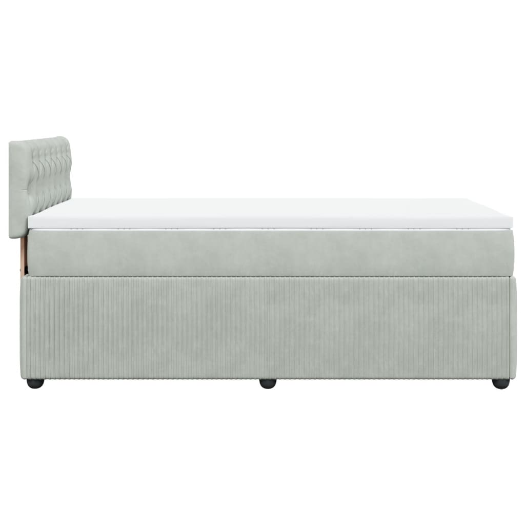 Boxspring met matras fluweel lichtgrijs 90x190 cm Bedden & bedframes | Creëer jouw Trendy Thuis | Gratis bezorgd & Retour | Trendy.nl