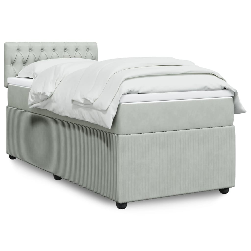 Boxspring met matras fluweel lichtgrijs 90x190 cm Bedden & bedframes | Creëer jouw Trendy Thuis | Gratis bezorgd & Retour | Trendy.nl