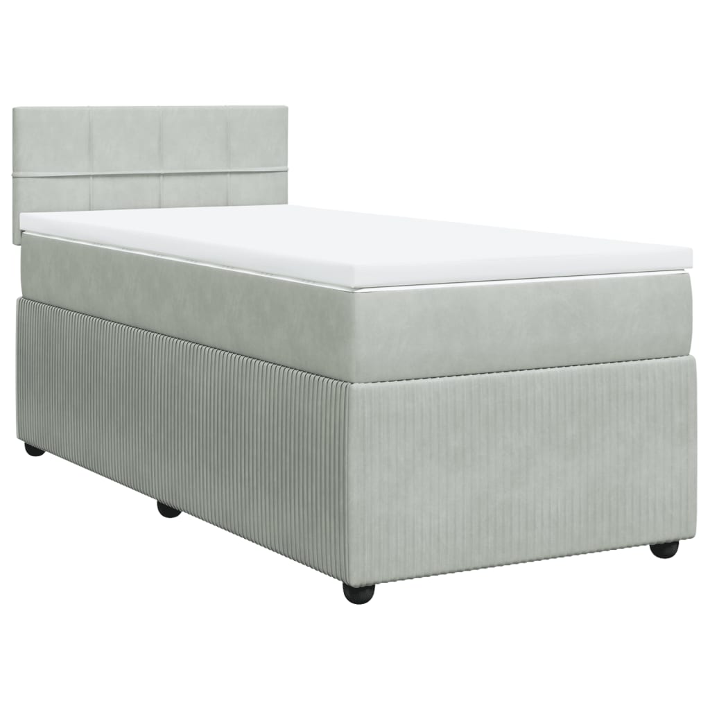 Boxspring met matras fluweel lichtgrijs 90x190 cm Bedden & bedframes | Creëer jouw Trendy Thuis | Gratis bezorgd & Retour | Trendy.nl