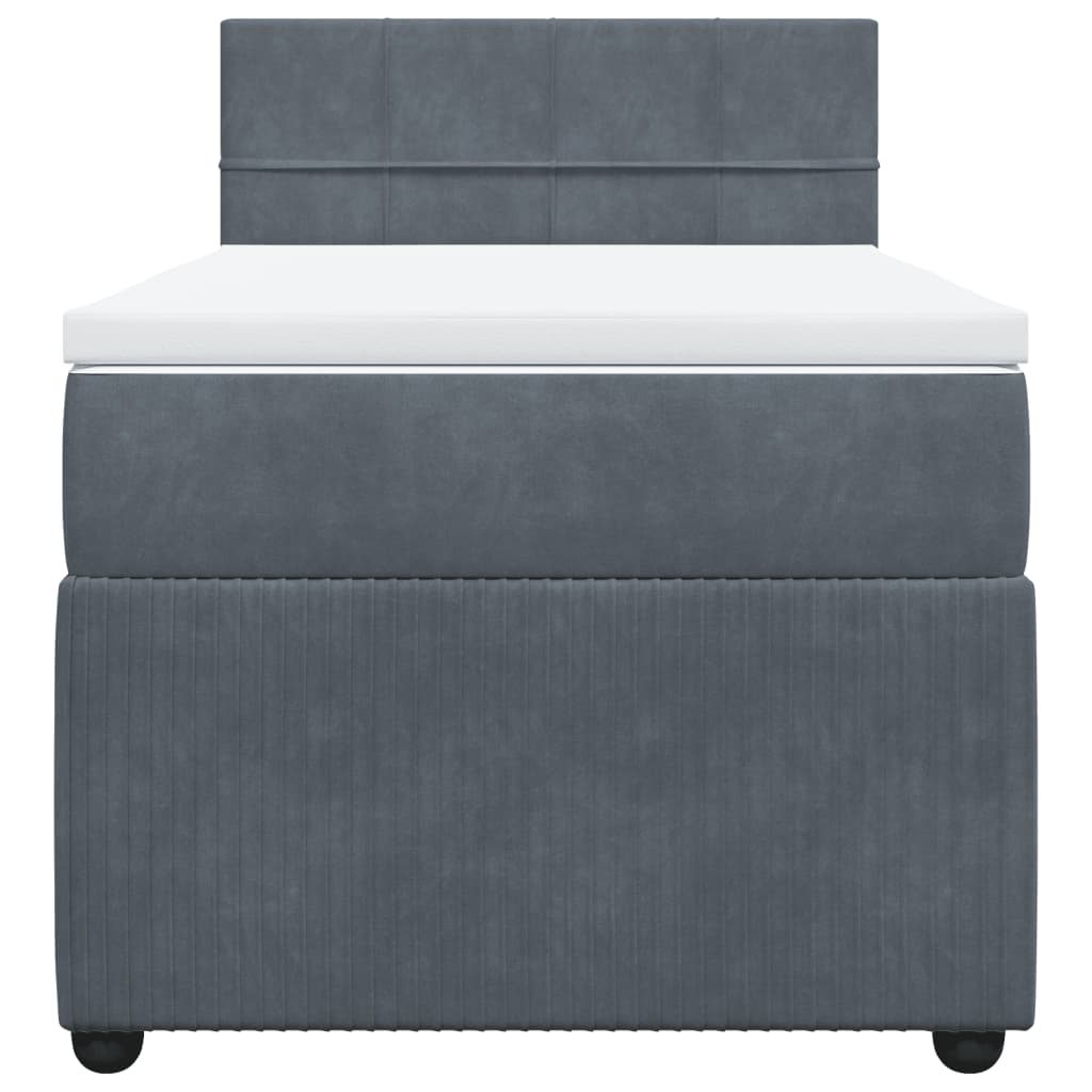 Boxspring met matras fluweel donkergrijs 90x190 cm Bedden & bedframes | Creëer jouw Trendy Thuis | Gratis bezorgd & Retour | Trendy.nl