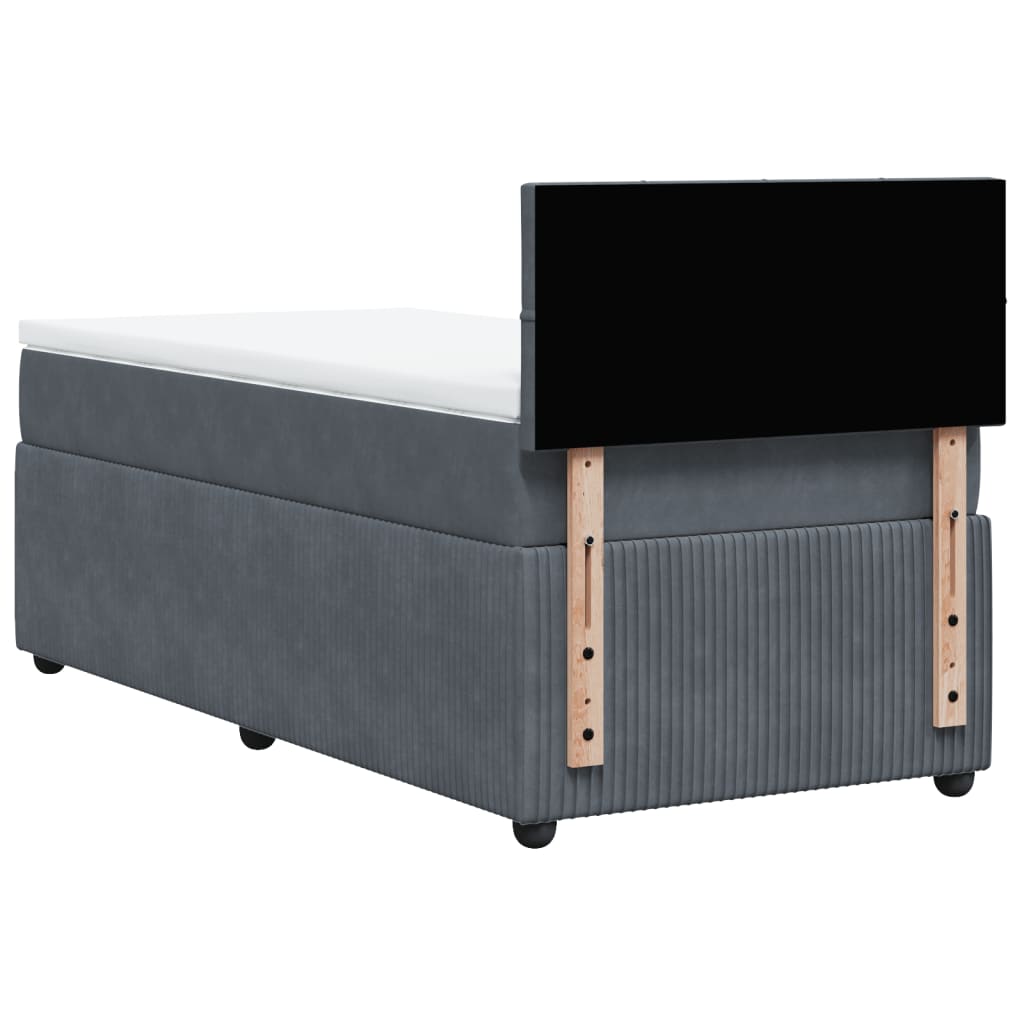 Boxspring met matras fluweel donkergrijs 90x190 cm Bedden & bedframes | Creëer jouw Trendy Thuis | Gratis bezorgd & Retour | Trendy.nl