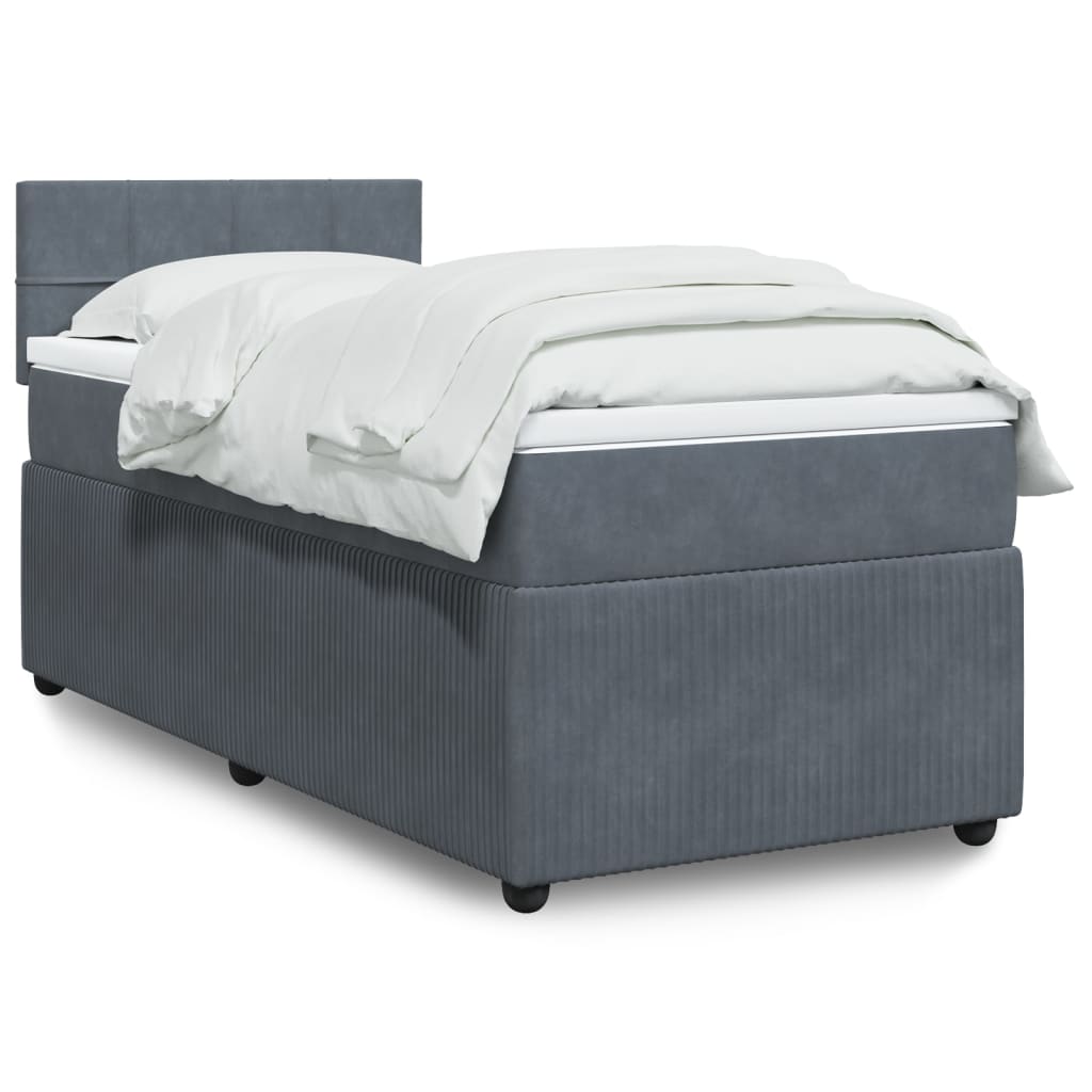 Boxspring met matras fluweel donkergrijs 90x190 cm Bedden & bedframes | Creëer jouw Trendy Thuis | Gratis bezorgd & Retour | Trendy.nl