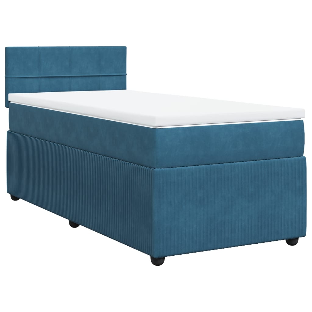 Boxspring met matras fluweel blauw 90x190 cm Bedden & bedframes | Creëer jouw Trendy Thuis | Gratis bezorgd & Retour | Trendy.nl