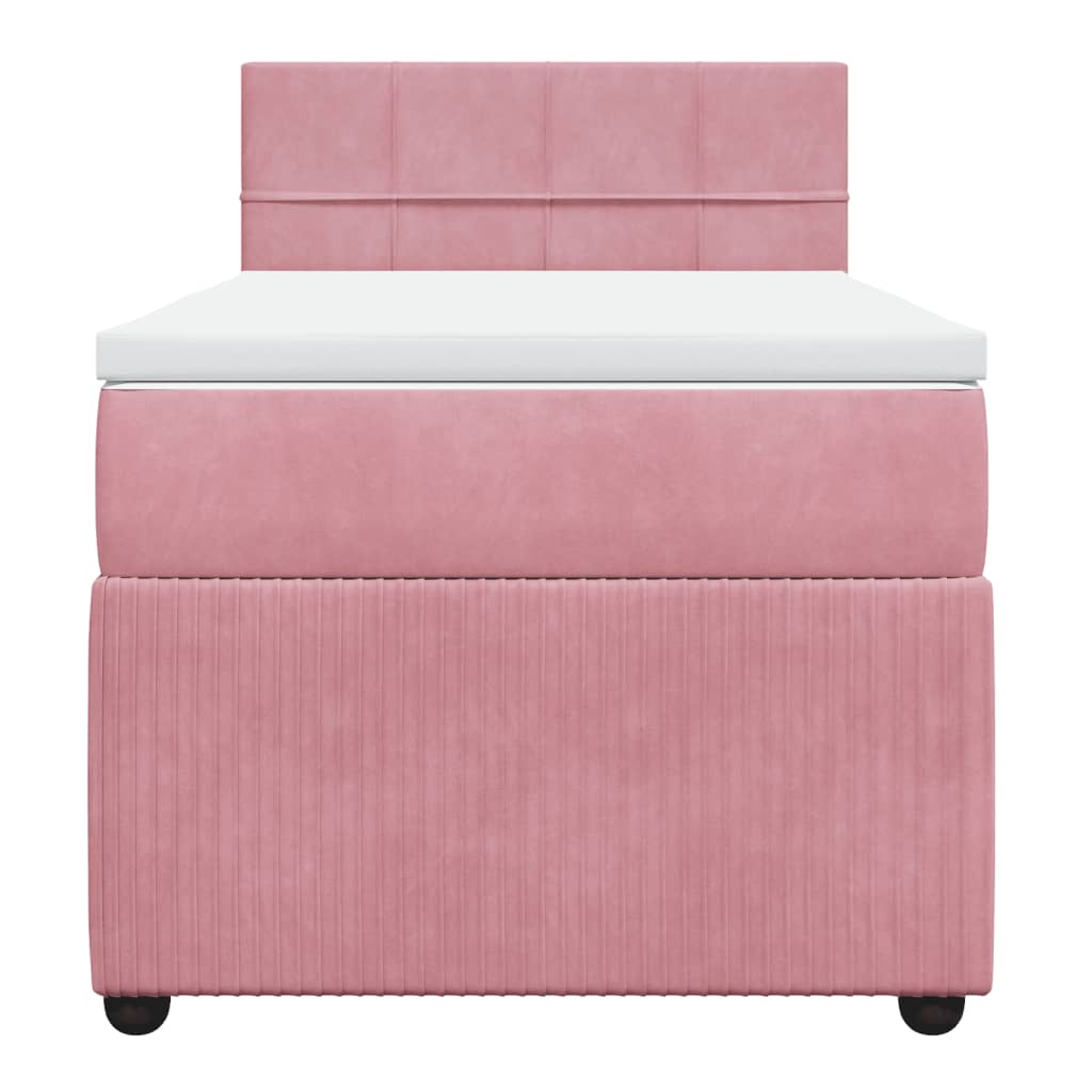 Boxspring met matras fluweel roze 90x190 cm