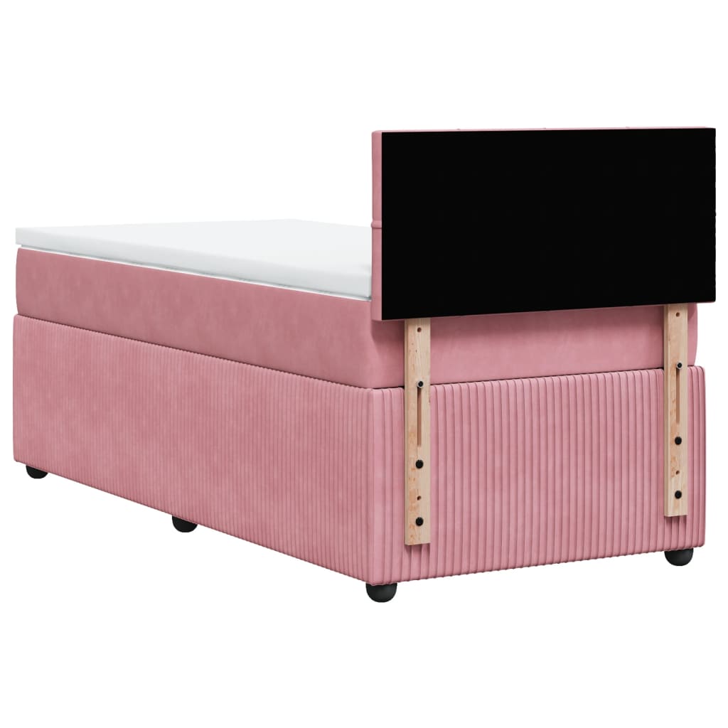 Boxspring met matras fluweel roze 90x190 cm