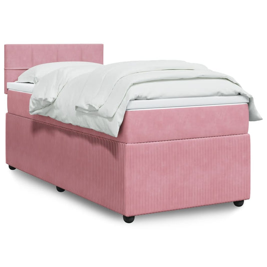 Boxspring met matras fluweel roze 90x190 cm