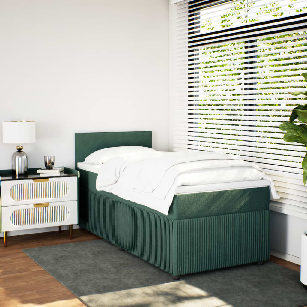 Boxspring met matras fluweel donkergroen 90x200 cm Bedden & bedframes | Creëer jouw Trendy Thuis | Gratis bezorgd & Retour | Trendy.nl