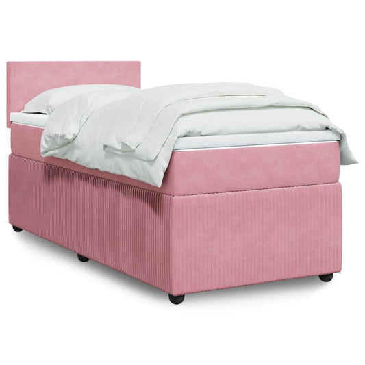 Boxspring met matras fluweel roze 90x200 cm Bedden & bedframes | Creëer jouw Trendy Thuis | Gratis bezorgd & Retour | Trendy.nl