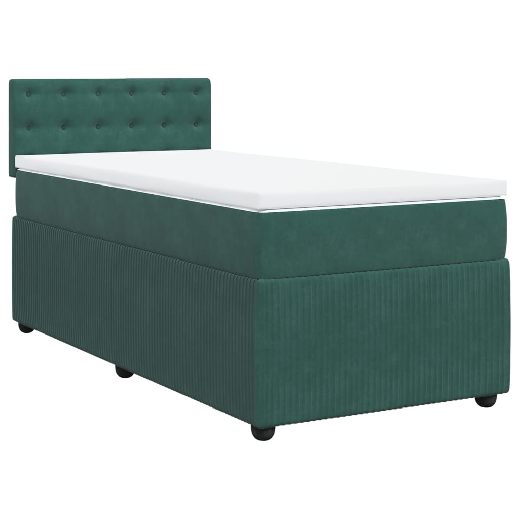 Boxspring met matras fluweel donkergroen 90x200 cm Bedden & bedframes | Creëer jouw Trendy Thuis | Gratis bezorgd & Retour | Trendy.nl