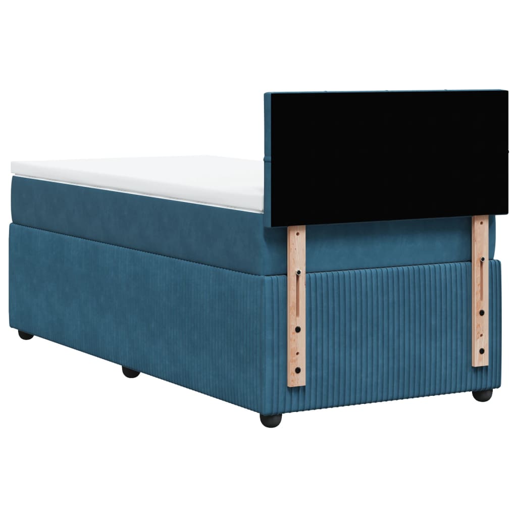 Boxspring met matras fluweel blauw 90x200 cm Bedden & bedframes | Creëer jouw Trendy Thuis | Gratis bezorgd & Retour | Trendy.nl