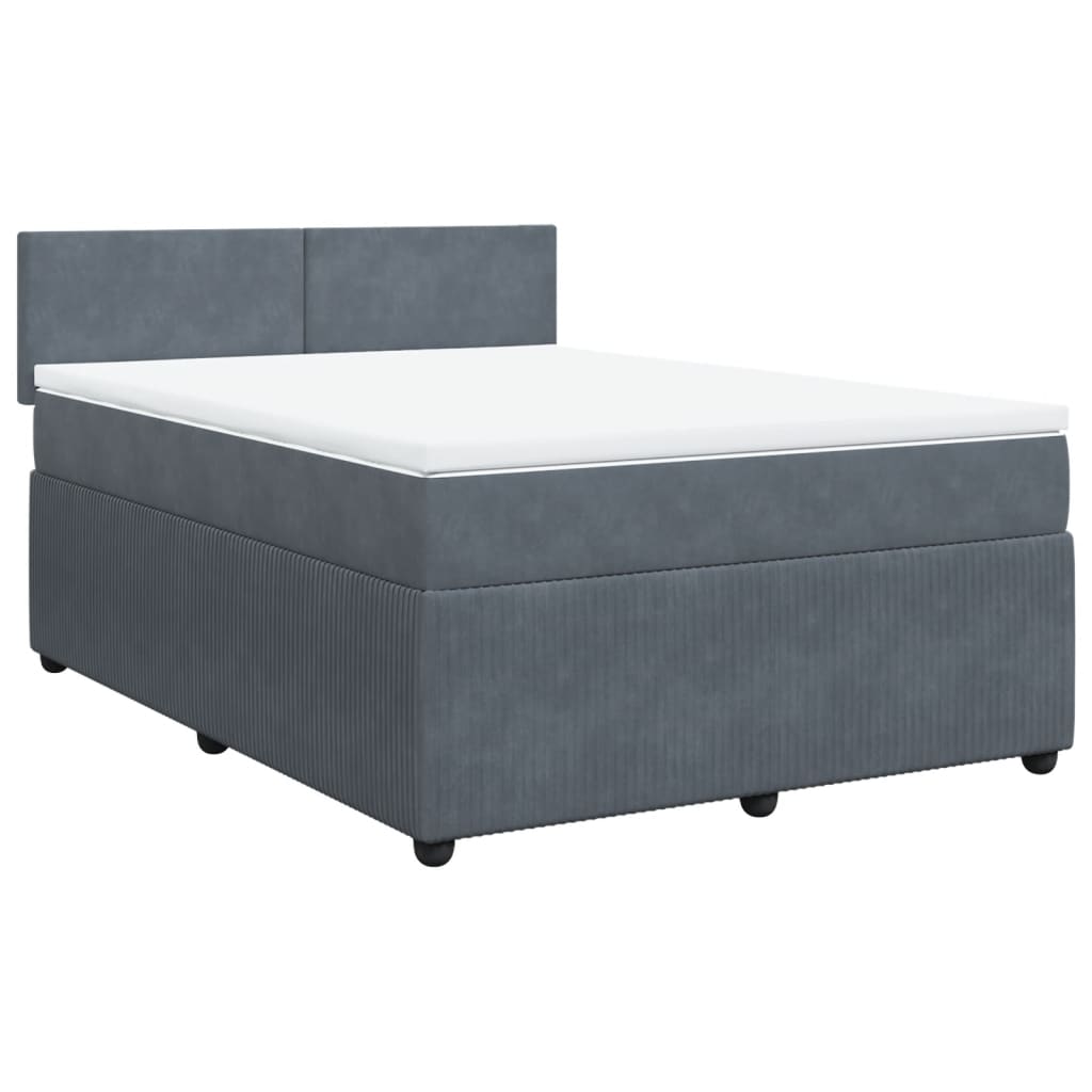 Boxspring met matras fluweel donkergrijs 140x190 cm Bedden & bedframes | Creëer jouw Trendy Thuis | Gratis bezorgd & Retour | Trendy.nl