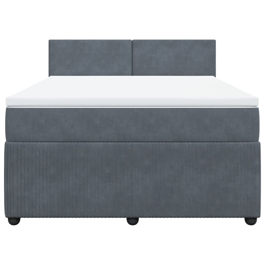 Boxspring met matras fluweel donkergrijs 140x190 cm Bedden & bedframes | Creëer jouw Trendy Thuis | Gratis bezorgd & Retour | Trendy.nl