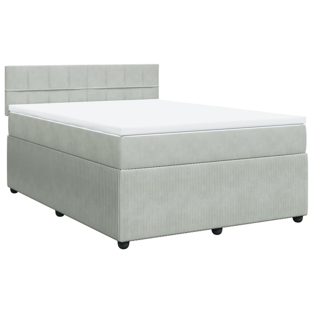 Boxspring met matras fluweel lichtgrijs 140x190 cm Bedden & bedframes | Creëer jouw Trendy Thuis | Gratis bezorgd & Retour | Trendy.nl