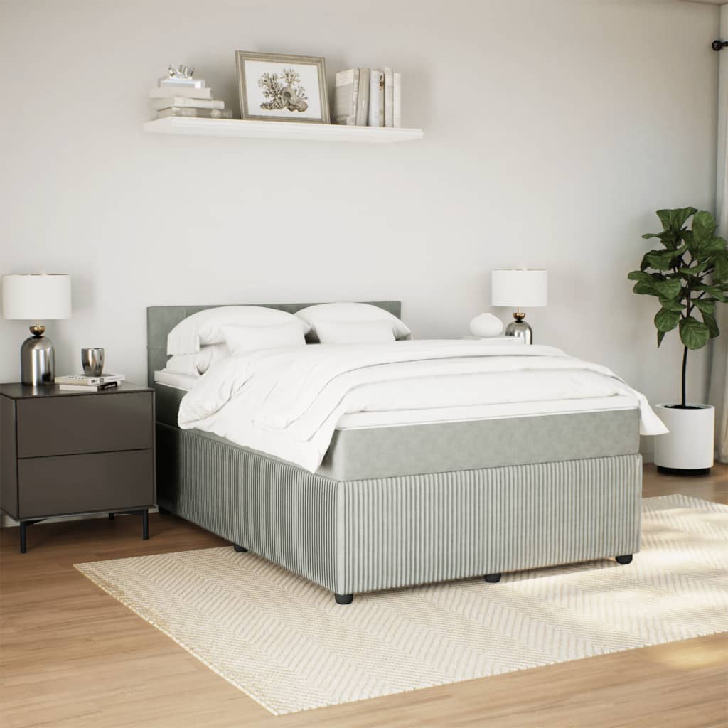 Boxspring met matras fluweel lichtgrijs 140x190 cm Bedden & bedframes | Creëer jouw Trendy Thuis | Gratis bezorgd & Retour | Trendy.nl