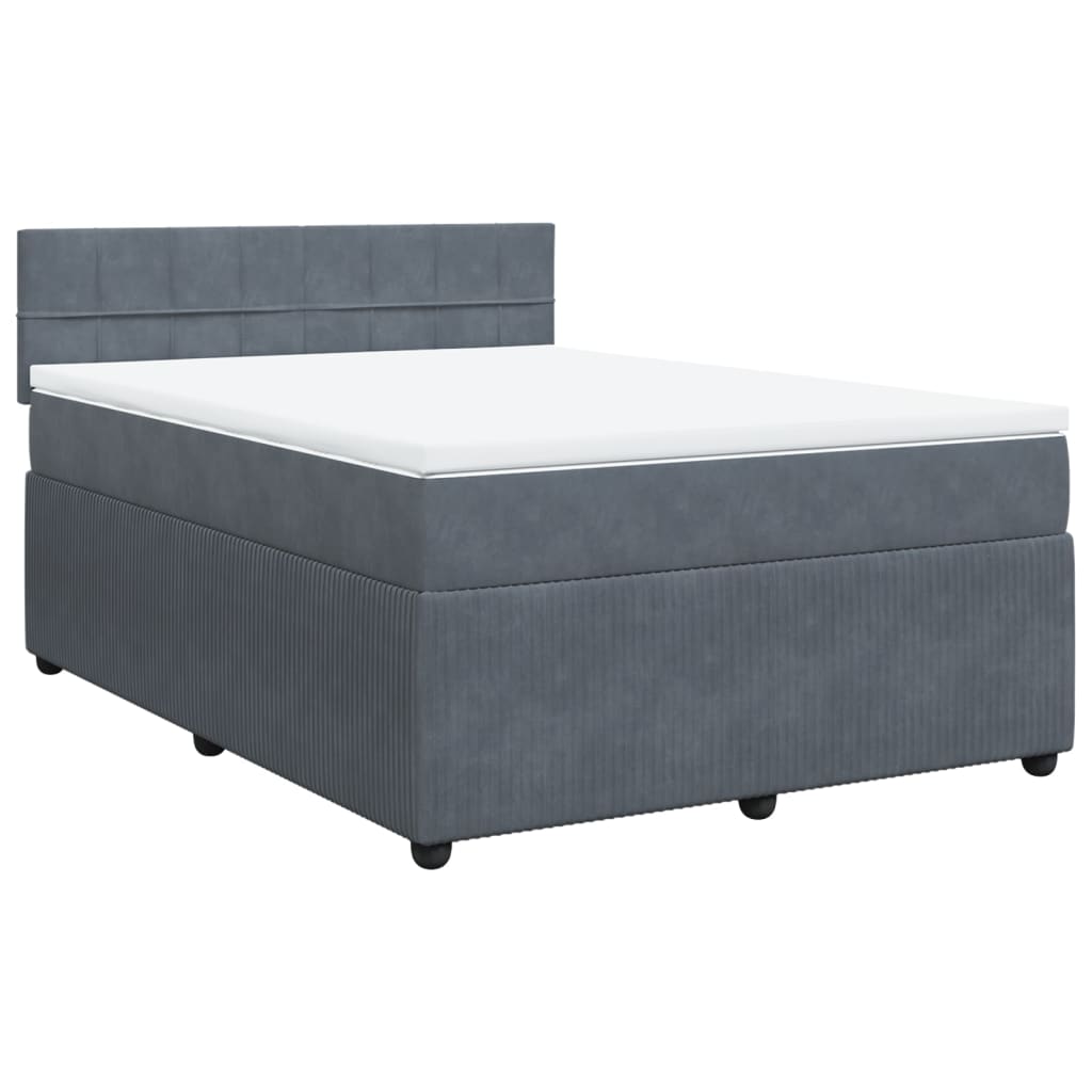 Boxspring met matras fluweel donkergrijs 140x190 cm Bedden & bedframes | Creëer jouw Trendy Thuis | Gratis bezorgd & Retour | Trendy.nl