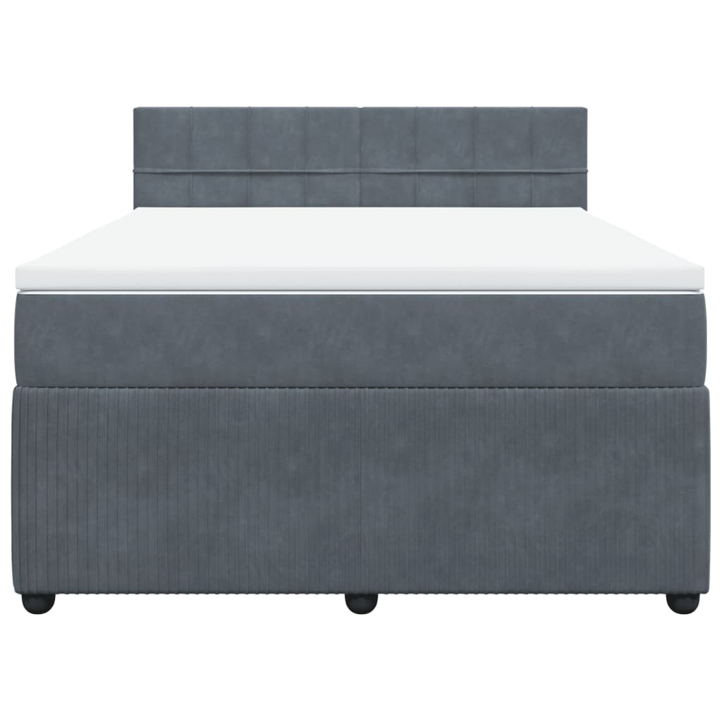 Boxspring met matras fluweel donkergrijs 140x190 cm Bedden & bedframes | Creëer jouw Trendy Thuis | Gratis bezorgd & Retour | Trendy.nl