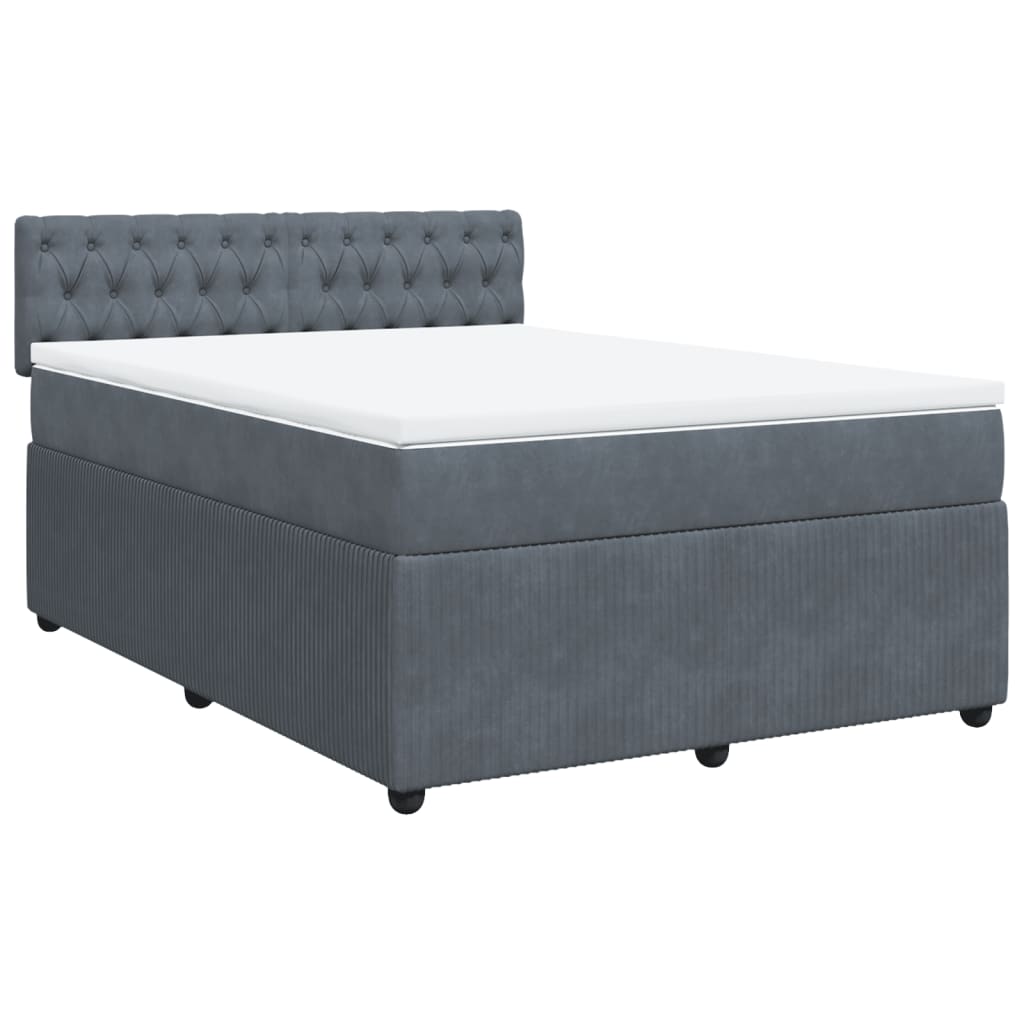 Boxspring met matras fluweel donkergrijs 140x190 cm Bedden & bedframes | Creëer jouw Trendy Thuis | Gratis bezorgd & Retour | Trendy.nl