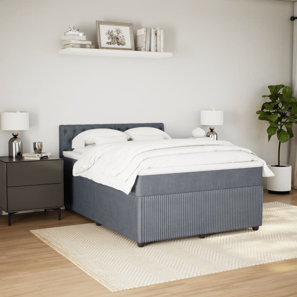 Boxspring met matras fluweel donkergrijs 140x190 cm Bedden & bedframes | Creëer jouw Trendy Thuis | Gratis bezorgd & Retour | Trendy.nl