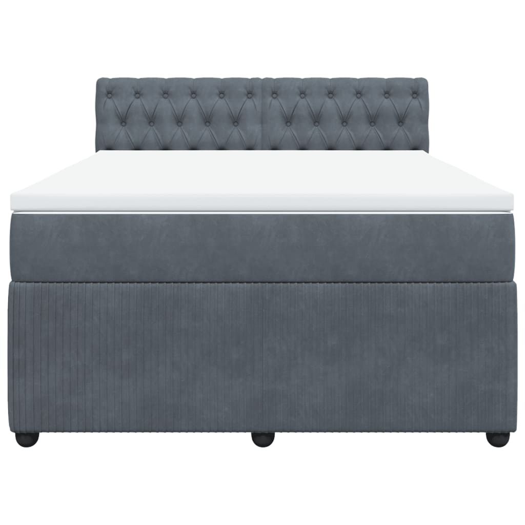 Boxspring met matras fluweel donkergrijs 140x190 cm Bedden & bedframes | Creëer jouw Trendy Thuis | Gratis bezorgd & Retour | Trendy.nl