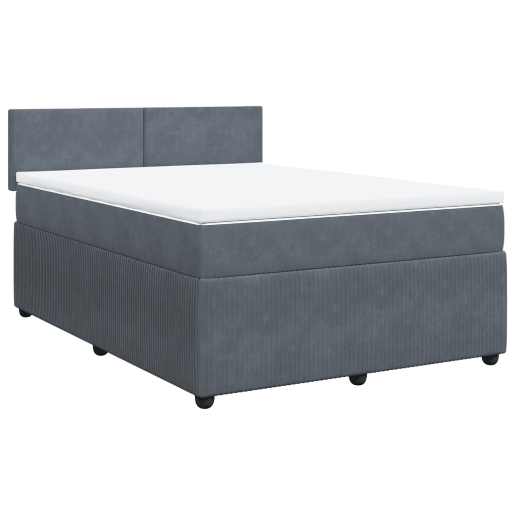 Boxspring met matras fluweel donkergrijs 140x200 cm Bedden & bedframes | Creëer jouw Trendy Thuis | Gratis bezorgd & Retour | Trendy.nl