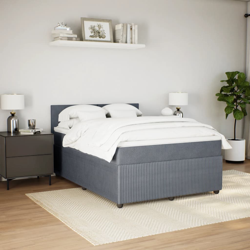 Boxspring met matras fluweel donkergrijs 140x200 cm Bedden & bedframes | Creëer jouw Trendy Thuis | Gratis bezorgd & Retour | Trendy.nl