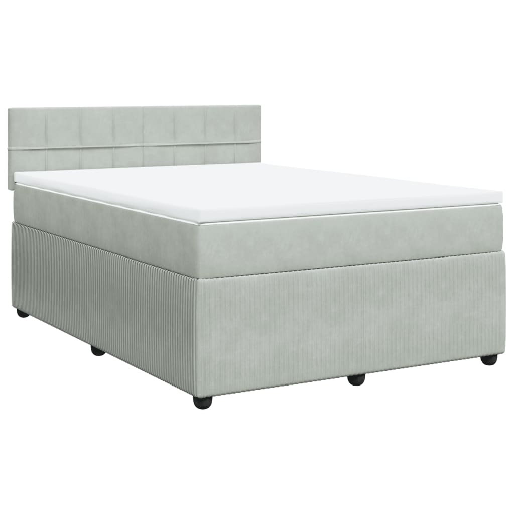 Boxspring met matras fluweel lichtgrijs 140x200 cm Bedden & bedframes | Creëer jouw Trendy Thuis | Gratis bezorgd & Retour | Trendy.nl