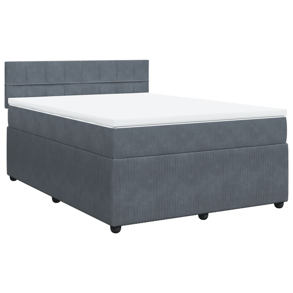 Boxspring met matras fluweel donkergrijs 140x200 cm Bedden & bedframes | Creëer jouw Trendy Thuis | Gratis bezorgd & Retour | Trendy.nl