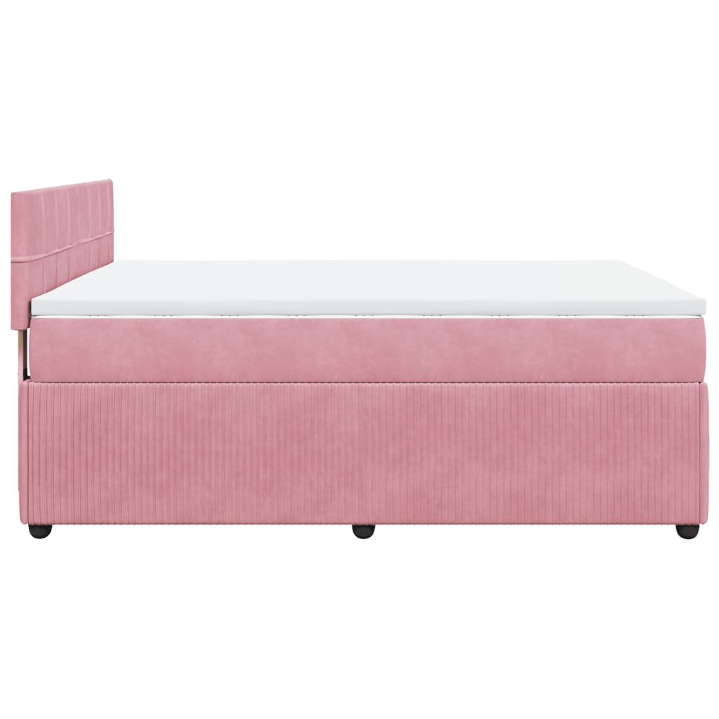 Boxspring met matras fluweel roze 140x200 cm