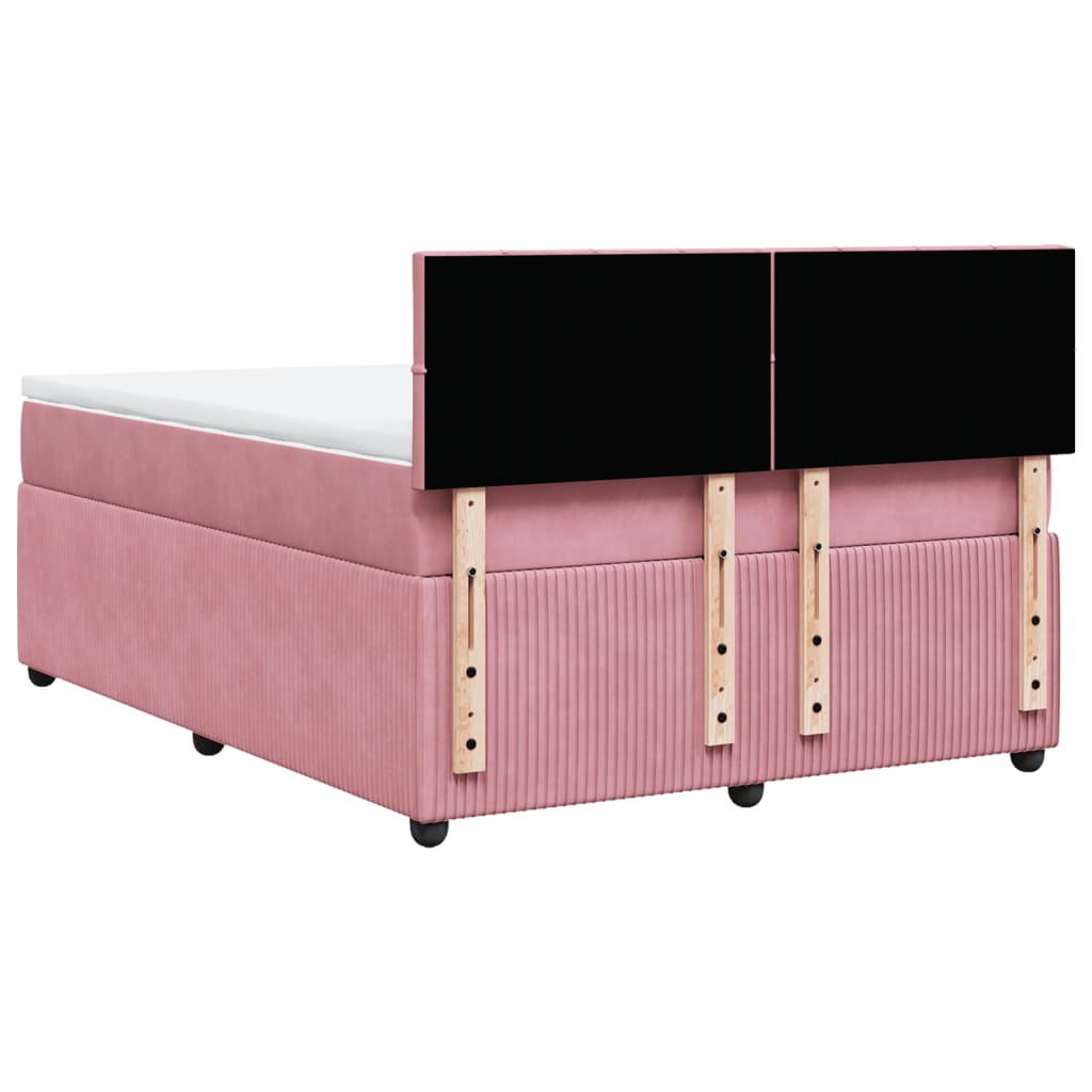 Boxspring met matras fluweel roze 140x200 cm