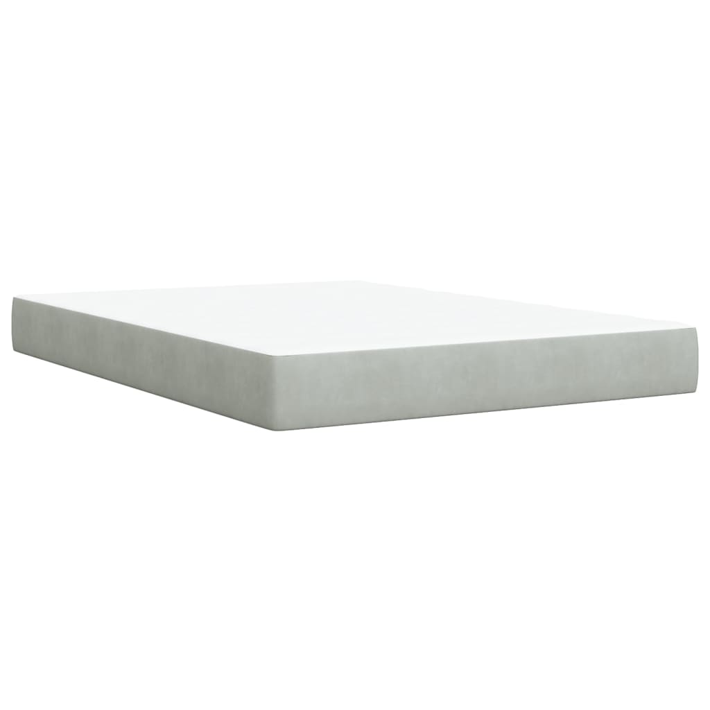 Boxspring met matras fluweel lichtgrijs 140x200 cm