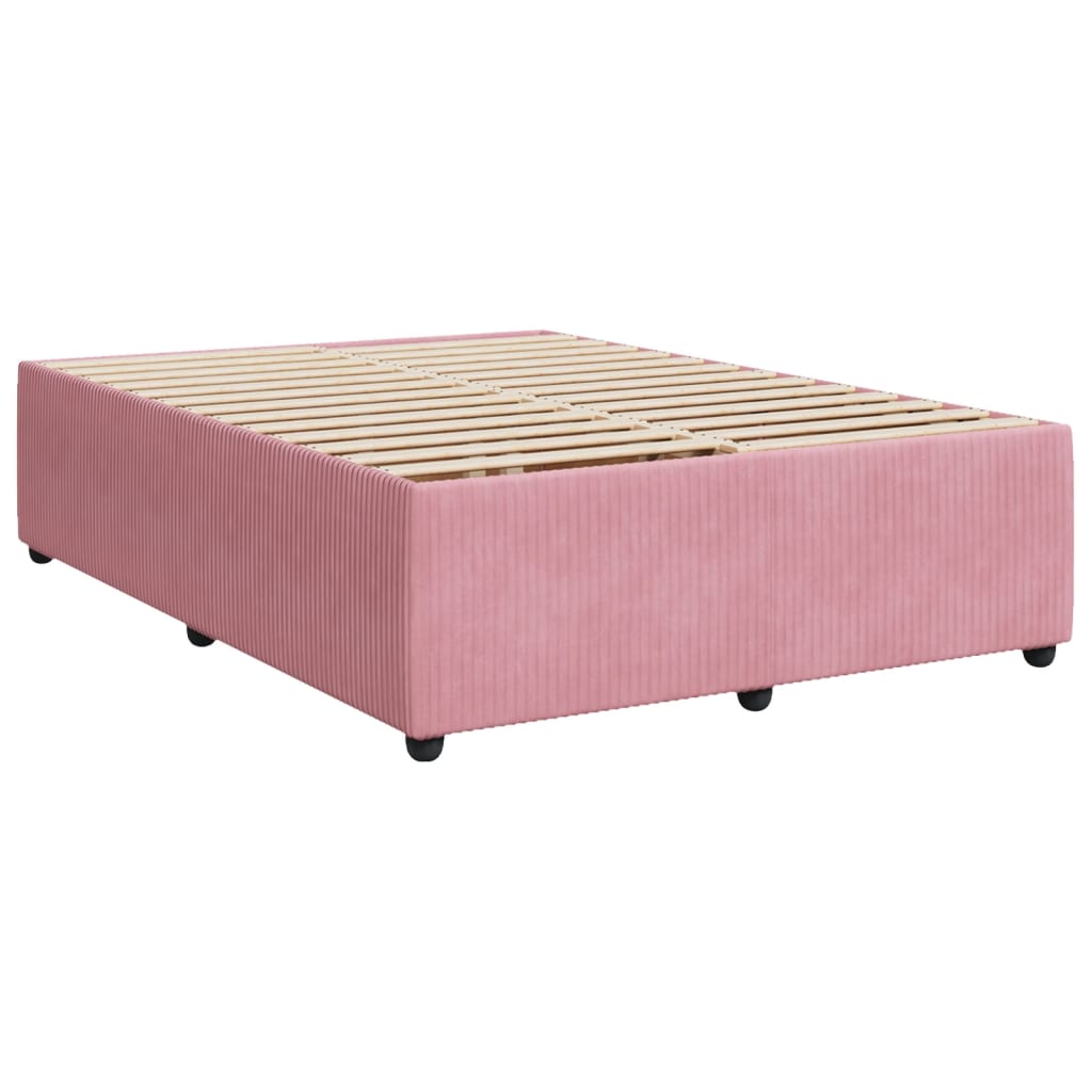 Boxspring met matras fluweel roze 140x200 cm