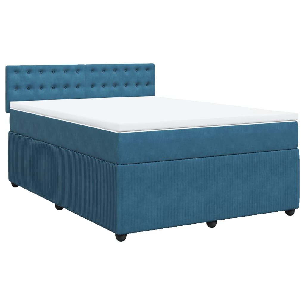 Boxspring met matras fluweel blauw 140x200 cm Bedden & bedframes | Creëer jouw Trendy Thuis | Gratis bezorgd & Retour | Trendy.nl