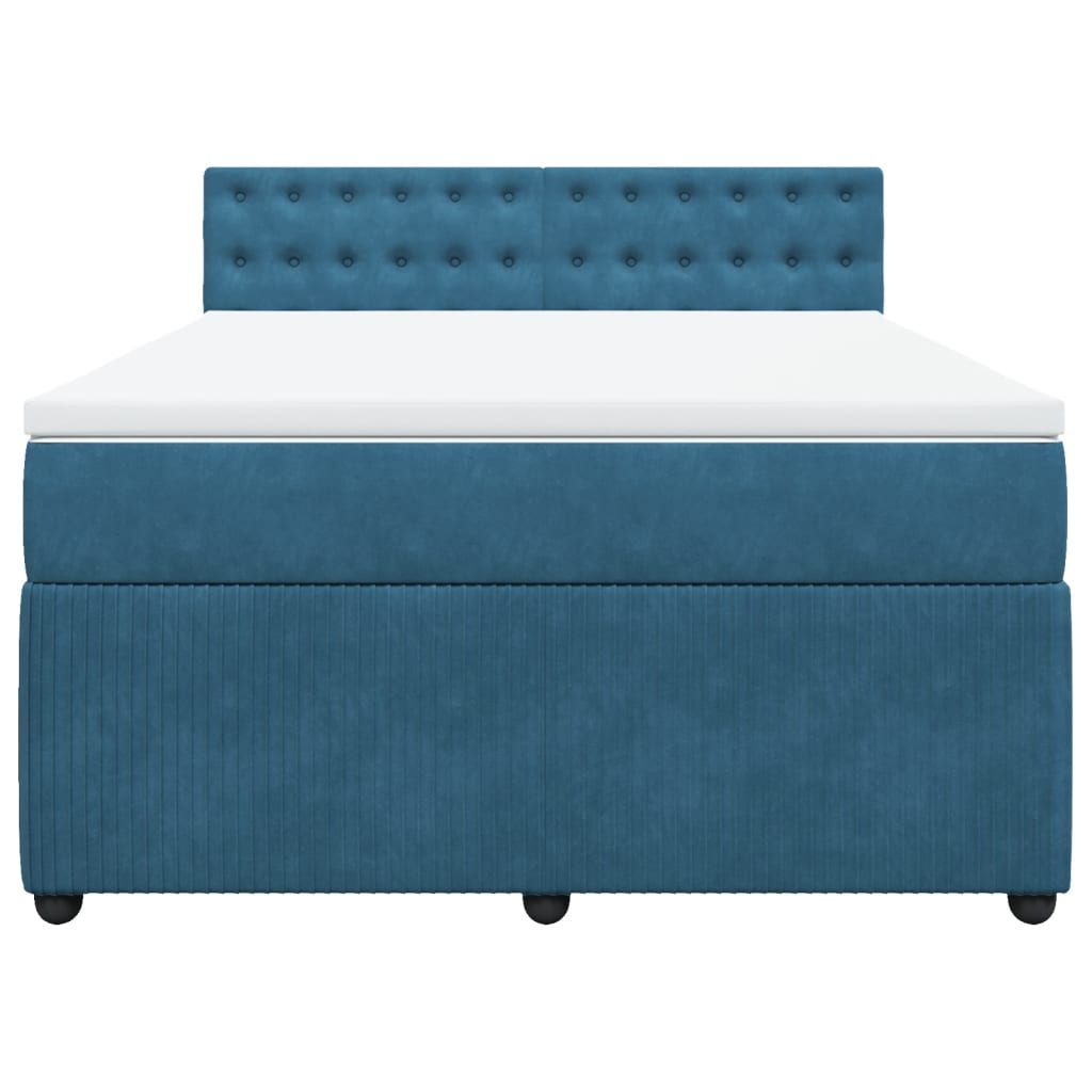 Boxspring met matras fluweel blauw 140x200 cm Bedden & bedframes | Creëer jouw Trendy Thuis | Gratis bezorgd & Retour | Trendy.nl