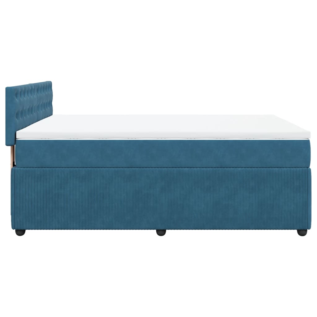 Boxspring met matras fluweel blauw 140x200 cm Bedden & bedframes | Creëer jouw Trendy Thuis | Gratis bezorgd & Retour | Trendy.nl