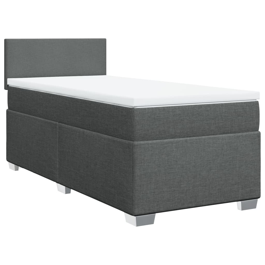 Boxspring met matras stof donkergrijs 90x190 cm Bedden & bedframes | Creëer jouw Trendy Thuis | Gratis bezorgd & Retour | Trendy.nl