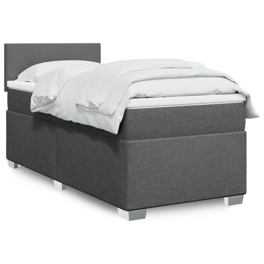 Boxspring met matras stof donkergrijs 90x190 cm Bedden & bedframes | Creëer jouw Trendy Thuis | Gratis bezorgd & Retour | Trendy.nl