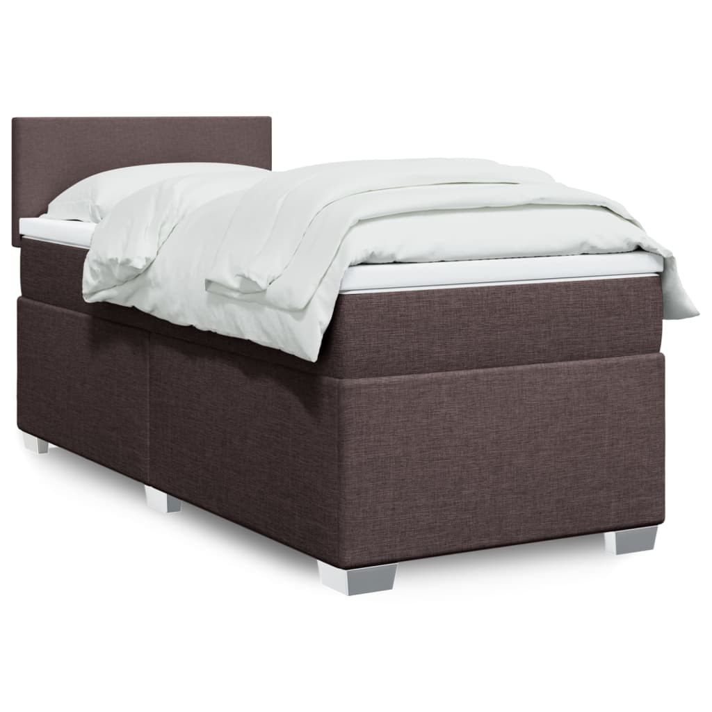 Boxspring met matras stof donkerbruin 90x190 cm Bedden & bedframes | Creëer jouw Trendy Thuis | Gratis bezorgd & Retour | Trendy.nl