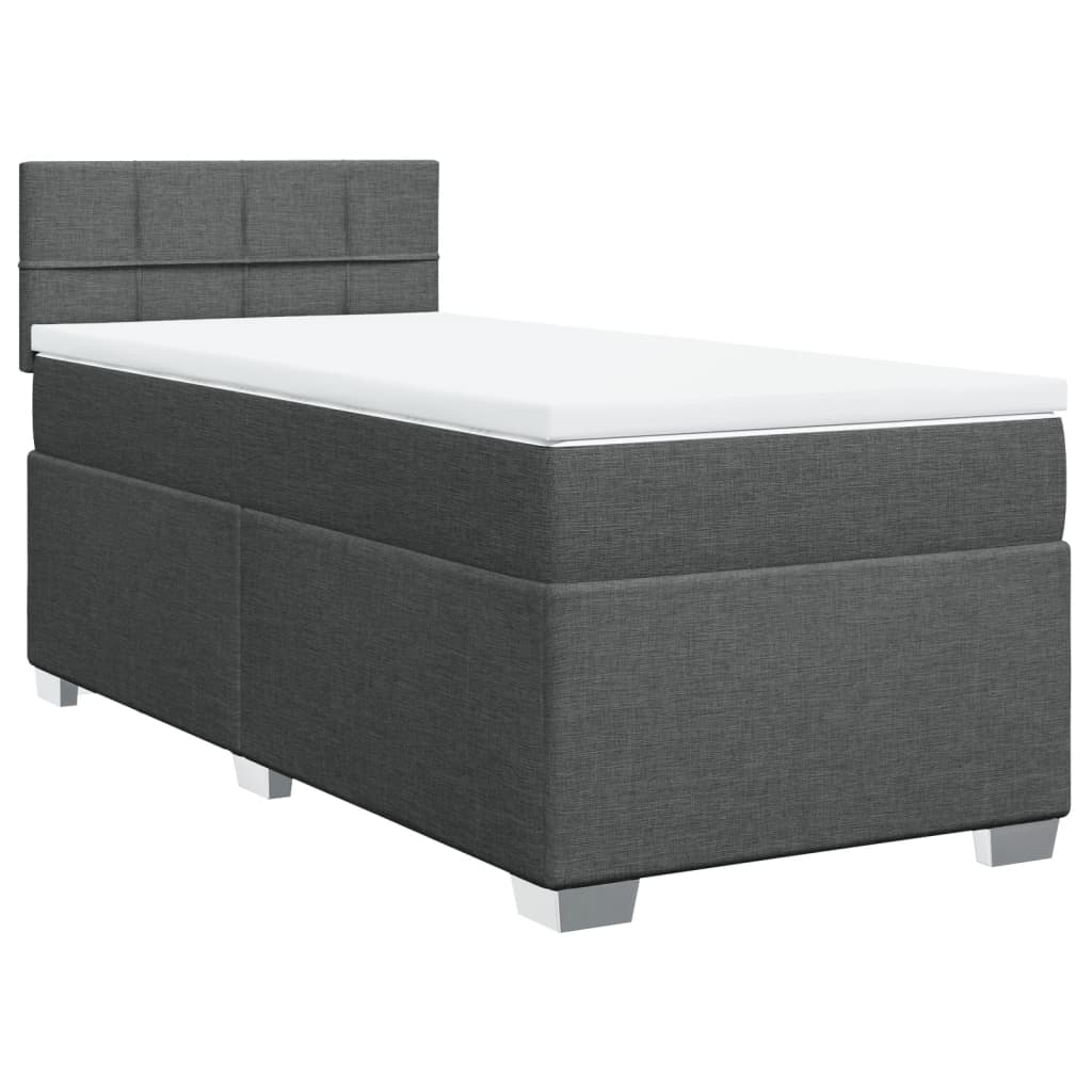 Boxspring met matras stof donkergrijs 90x190 cm Bedden & bedframes | Creëer jouw Trendy Thuis | Gratis bezorgd & Retour | Trendy.nl